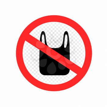 Polyethylene packaging is prohibited sign symbol on white transparent backgroud. No plastic bags sticker. Cellophane pollution forbidden