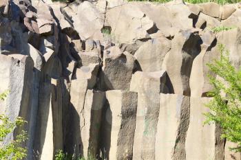 Basalt columns landscape rock background in Ukraine