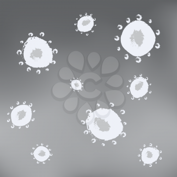 Coronavirus illustration on gray background. Virus microbe infection organism under the microscope