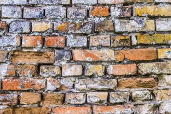 Old brick wall backdrop. Architecture facade texture. House interior background