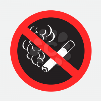 No smoking cigarette sign icon sticker. Stop smoke sticker. Tobacco forbid sign on gray background
