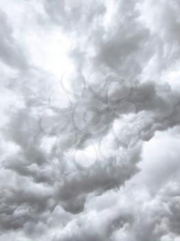 Thunderstorm light blurred clouds background. Storm cloudy bakdrop. Natural heaven texture. Rainy cloudscape atmosphere