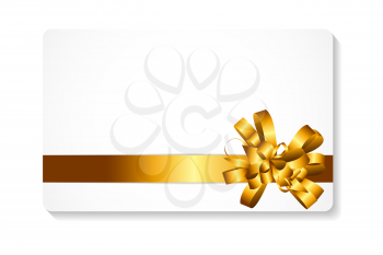 Gift Card with Gold Bow and Ribbon Vector Illustration EPS10