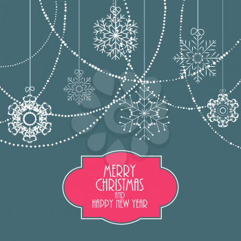 Christmas Snowflakes Blue Background Vector Illustration EPS10