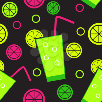 Citrus Cocktail Seamless Pattern Background Vector Illustration EPS10