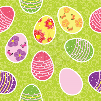 Vector illustration seamless pattern background with  easter eggs