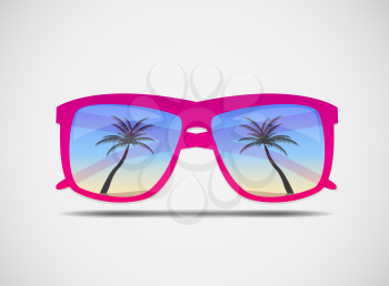 Sunglasses with a Palm Tree Vector Illustration EPS10
