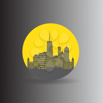 City Icon. Isolated on Gray Background. Vector Illustration EPS10