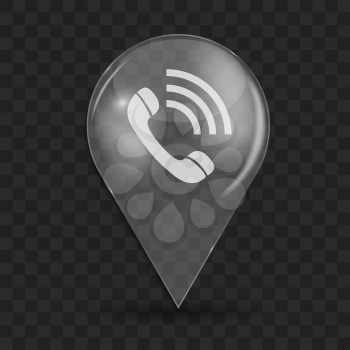 Phone Glossy Icon. Isolated on Dark. Vector Illustration. EPS10