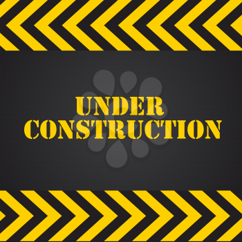 Under Construction on Yellow and Black Background. Vector Illustration Eps10