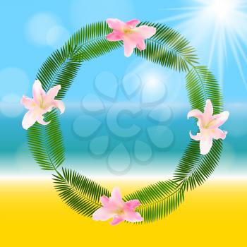 Palm Leaf Frame  Background Vector Illustration EPS10