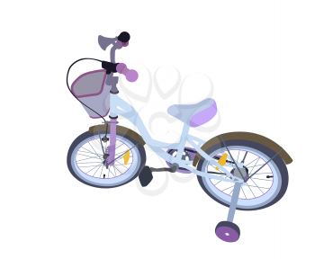 Purple Children Bicycle. Isolated on White Background.