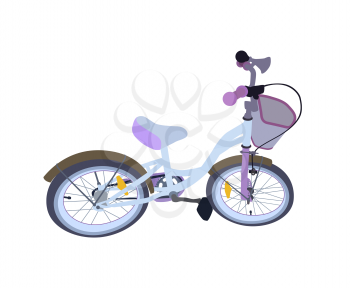 Purple Children Bicycle. Isolated on White Background.