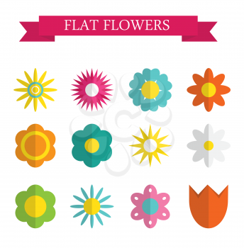 Paper Trendy Flat Flower Set Vector Illustration EPS10