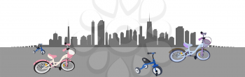 Riding a Bike in the City. Vector Illustration. EPS10