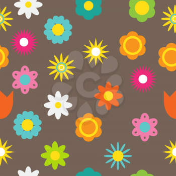 Paper Trendy Flat Flower Seamless Pattern Vector Illustration EPS10