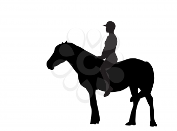 Silhouette of the Rider on the Horse. Vector Illustration. EPS10
