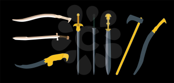 Set the Sword, Swords, Ax and Machete. Vector Illustration EPS10