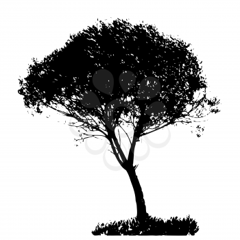 Tree Silhouette Isolated on White Backgorund. Vecrtor Illustration