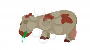 Cow Eats the Grass. Vector Illustration. EPS10