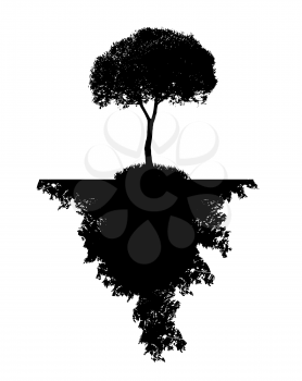 Abstract Black Silhouette Tree. Vector Illustration. EPS10