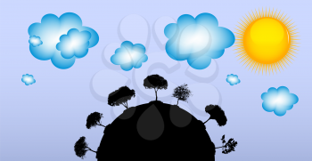 Abstract Black Silhouette Tree. Vector Illustration. EPS10