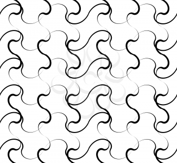 Seamless Pattern. Black and White Abstract Psychedelic Art Background. Vector Illustration. EPS10