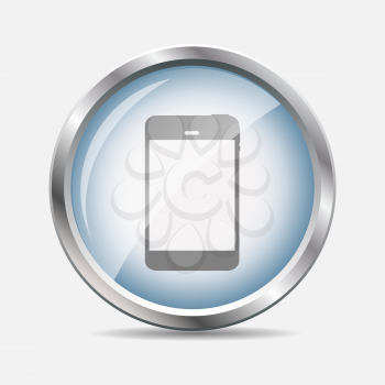 Phone Glossy Icon Isolated Vector Illustration. EPS10