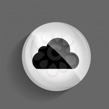 Cloud Glossy Icon Vector Illustration on Gray Background. EPS10