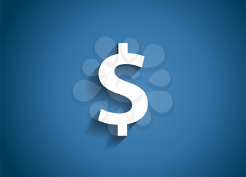 Dollar Glossy Icon Vector Illustration on Blue Background. EPS10