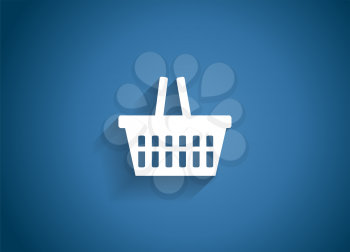 Shopping Glossy Icon Vector Illustration on Blue Background. EPS10