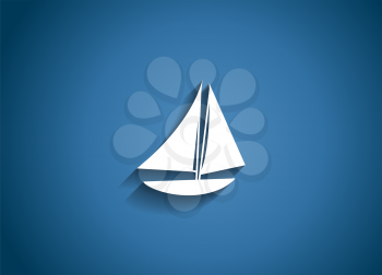 Ship Glossy Icon Vector Illustration on Blue Background. EPS10