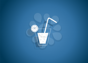 Drink Glossy Icon Vector Illustration on Blue Background. EPS10
