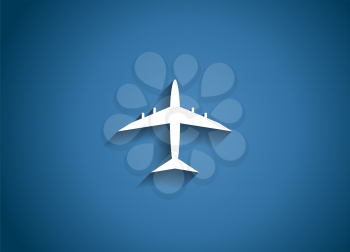 Airplane Glossy Icon Vector Illustration on Blue Background. EPS10