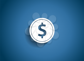Dollar Glossy Icon Vector Illustration on Blue Background. EPS10