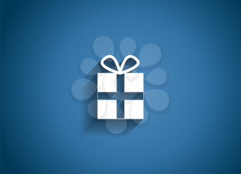 Gift Glossy Icon Vector Illustration on Blue Background. EPS10