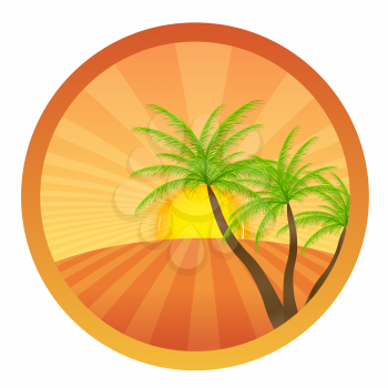 Travel Round Icons with the Landscape. Vector Illustration. EPS10