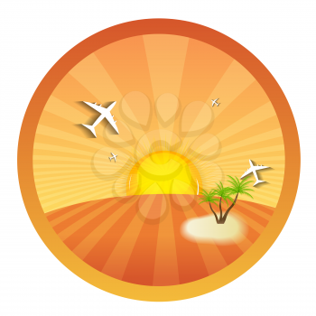 Travel Round Icons with the Landscape. Vector Illustration. EPS10