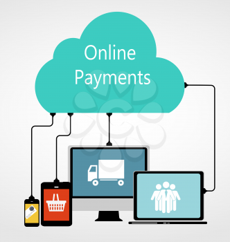 Online Payments Flat Concept Vector Illustration. EPS10