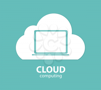 Cloud Computing Concept on Different Electronic Devices. Vector Illustration