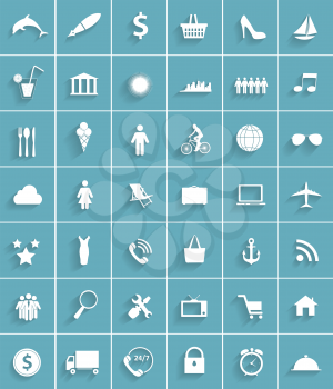Modern Flat Icon Set for Web and Mobile Application in Stylish Colors