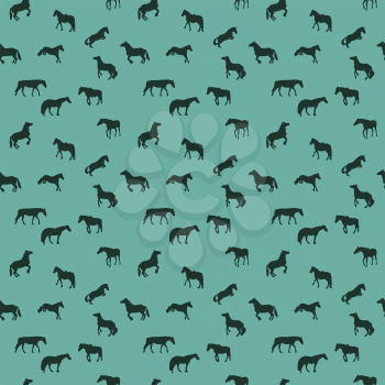 Horse Runs, Hops, Gallops Isolated. Seamless Pattern