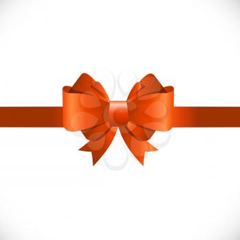 Gift Card with Orange Bow and Ribbon Vector Illustration EPS10