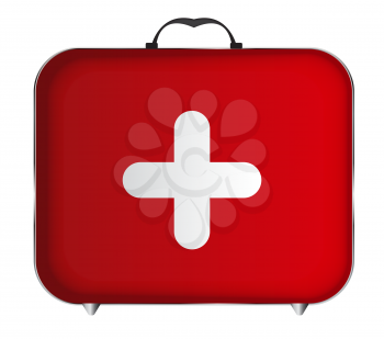 Red Medical Bag with a Cross Vector Illustration