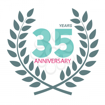 Template Logo 35 Anniversary in Laurel Wreath Vector Illustration EPS10