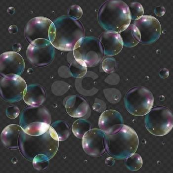 Transparent Bubbles on Dark Background. Vector Illustration. EPS10