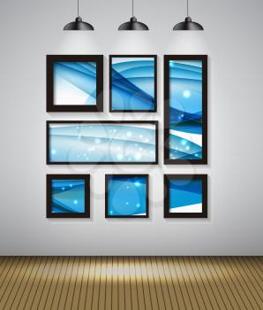 Abstract Gallery Background with Frame and Beautiful Wave. Vector Illustration EPS10