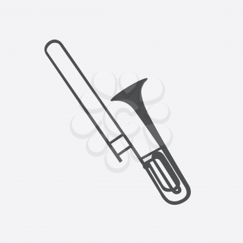 Brass Instrument Trombone, which Plays Jazz Music Direction. Vector Illustration. EPS10