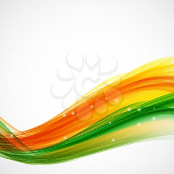 Abstract Green and Orange Wave on White Background. Vector Illustration. EPS10