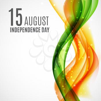 Indian Independence Day Background with Waves and Ashoka Wheel. Vector Illustration. EPS10